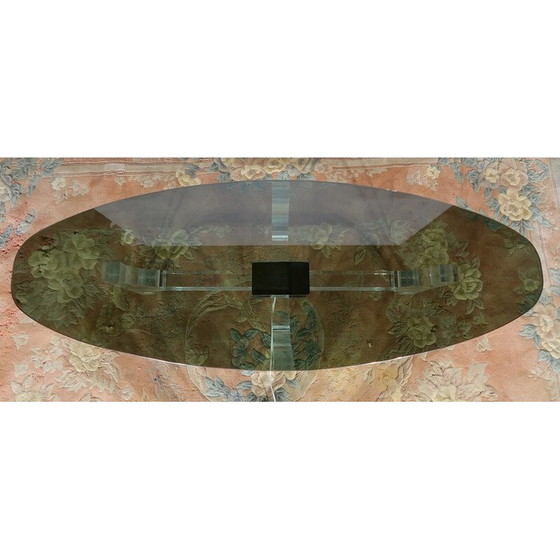 Image 1 of Vintage coffee table in lucite and grey smoked glass by Philippe Jean, 1970