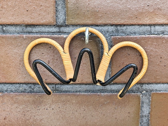 Image 1 of Midcentury Coat Hook / Metal And Wicker / Danish Design