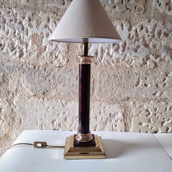 Image 1 of Brass and plexiglass vintage column lamp by Maison le Dauphin