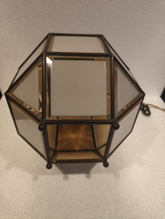 Image 1 of Italian Pendant Lamp Of Brass And Cut Glass, 1960s