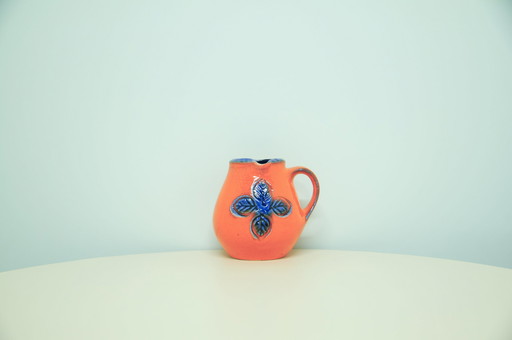 orange & blue flower West Germany jug