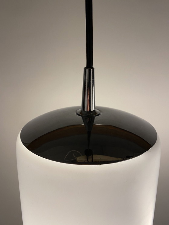 Image 1 of Huge Rare Frosted White Glass Pendant Lamp By Peill And Putzler Xl 1960s