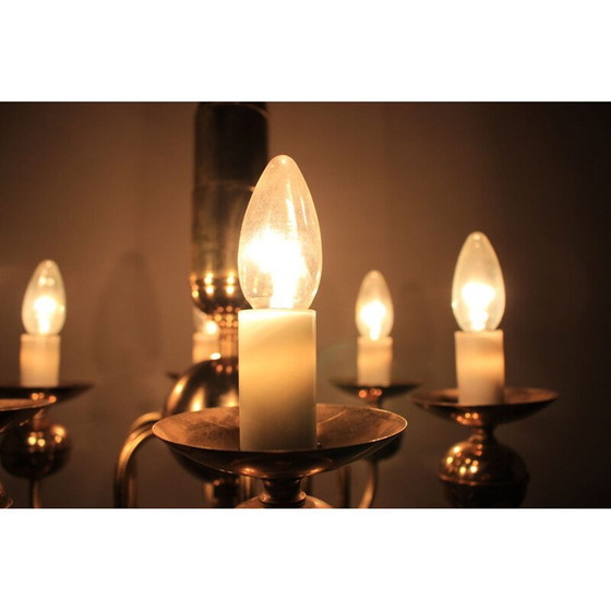Image 1 of Vintage brass chandelier by Kamenický Šenov, Czechoslovakia 1950