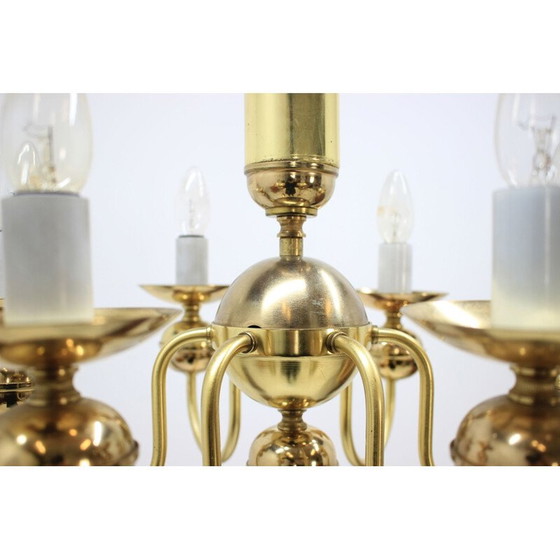 Image 1 of Vintage brass chandelier by Kamenický Šenov, Czechoslovakia 1950