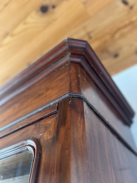 Image 1 of Large 19Th-Century Glass-Front Bookcase In Mahogany (Louis-Philippe / Napoléon Iii Style)