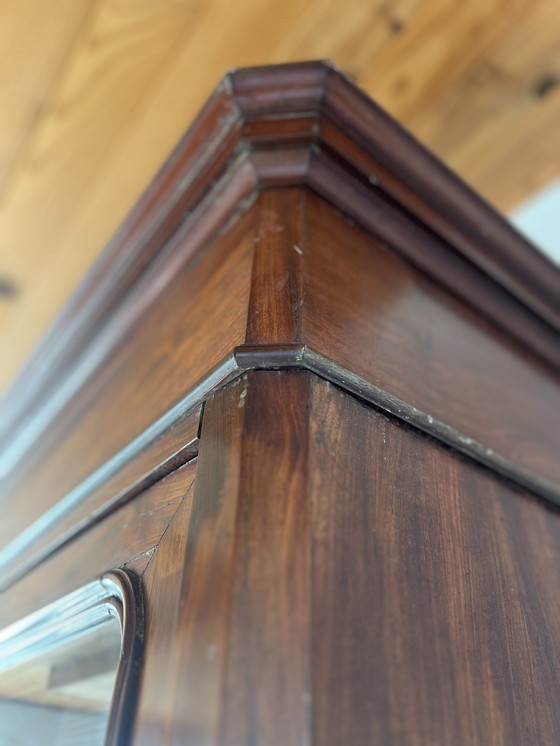 Image 1 of Large 19Th-Century Glass-Front Bookcase In Mahogany (Louis-Philippe / Napoléon Iii Style)