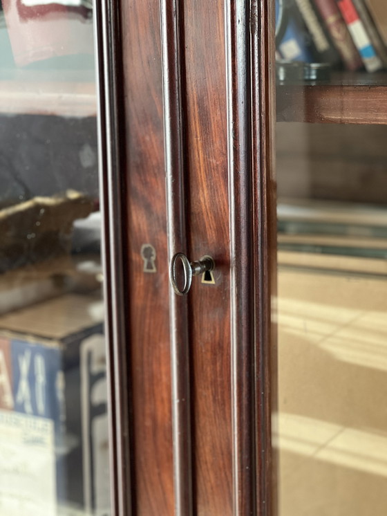 Image 1 of Large 19Th-Century Glass-Front Bookcase In Mahogany (Louis-Philippe / Napoléon Iii Style)