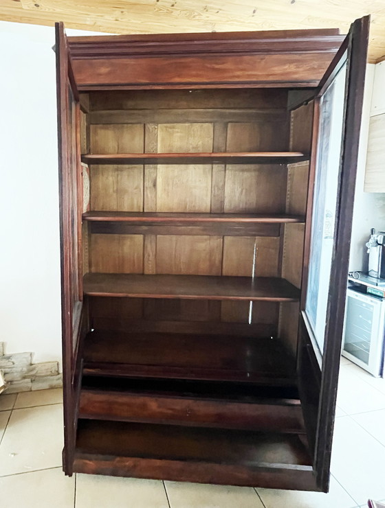 Image 1 of Large 19Th-Century Glass-Front Bookcase In Mahogany (Louis-Philippe / Napoléon Iii Style)