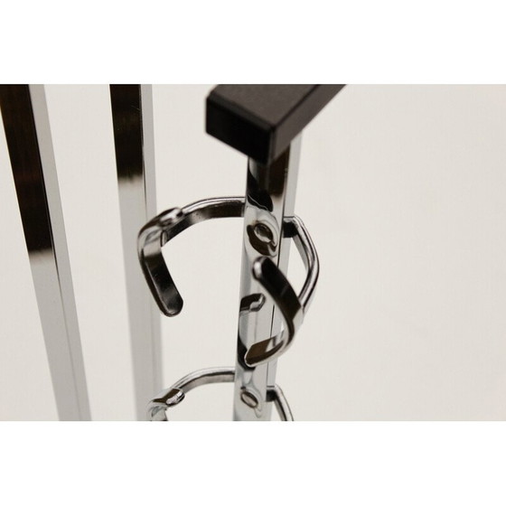 Image 1 of Vintage coat rack in gray steel and chrome, 1970