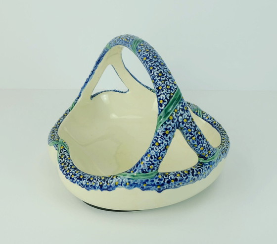 Image 1 of Karlsruher Majolika ceramic basket by Wilhelm Süs