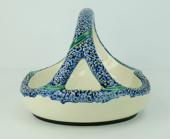 Image 1 of Karlsruher Majolika ceramic basket by Wilhelm Süs