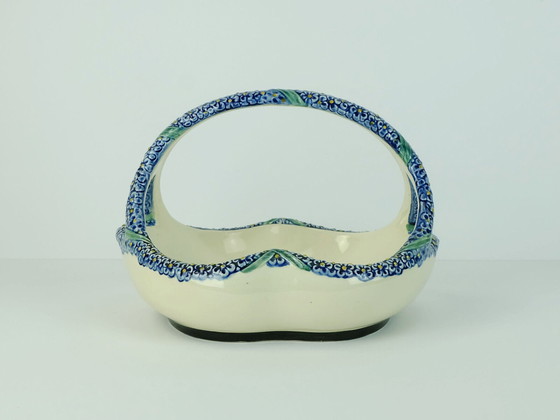 Image 1 of Karlsruher Majolika ceramic basket by Wilhelm Süs