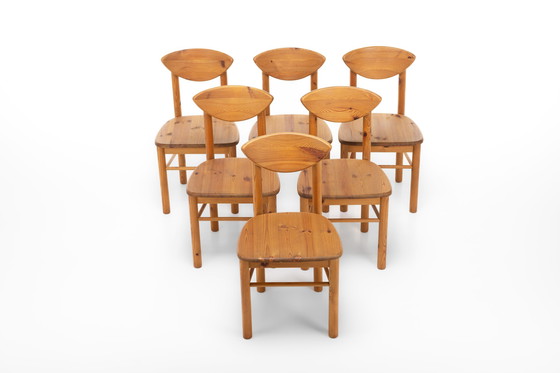 Image 1 of Ensemble de 6 chaises de salle à manger en pin, 1970