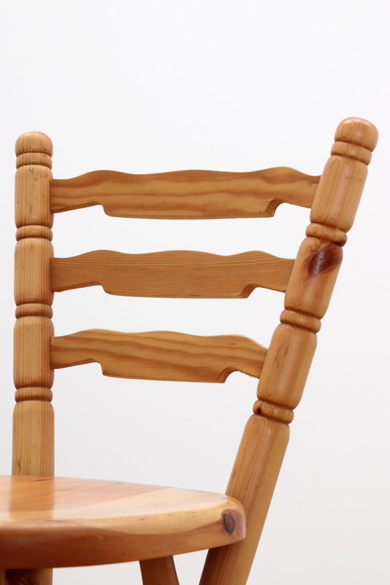 Image 1 of Brutalist Mid-Century Wooden Bar with 3 Bar Chairs, 1970s