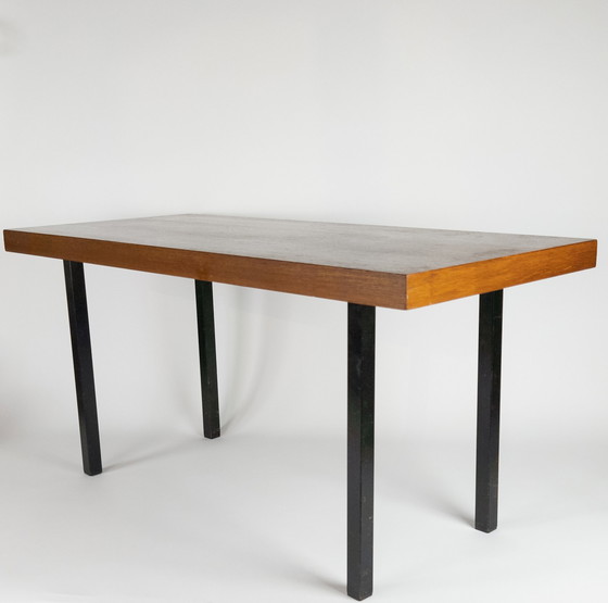 Image 1 of Table d'appoint rétro - Vintage - placage de teck lisse - métal - 60's