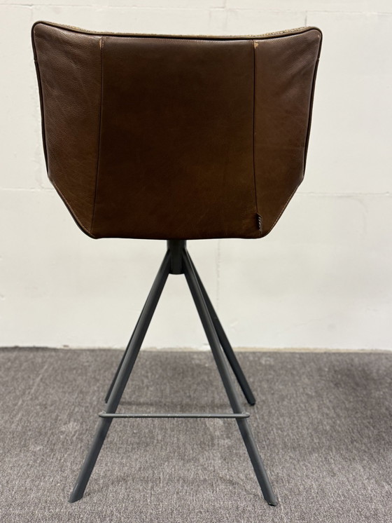 Image 1 of 2 Label Gustav Bar Chair Brown leather fabric Swivel Chair