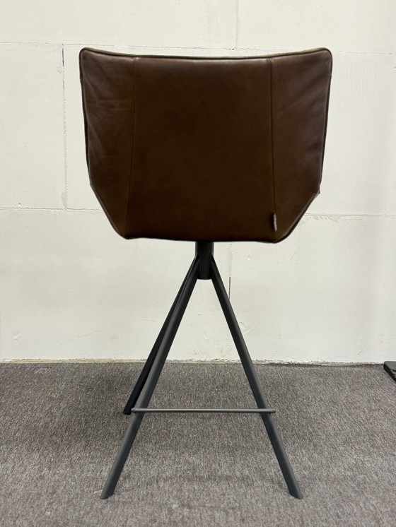 Image 1 of 2 Label Gustav Bar Chair Brown leather fabric Swivel Chair