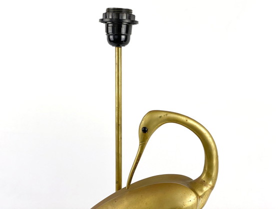 Image 1 of Hollywood Regency brass crane bird table lamp / lamp base