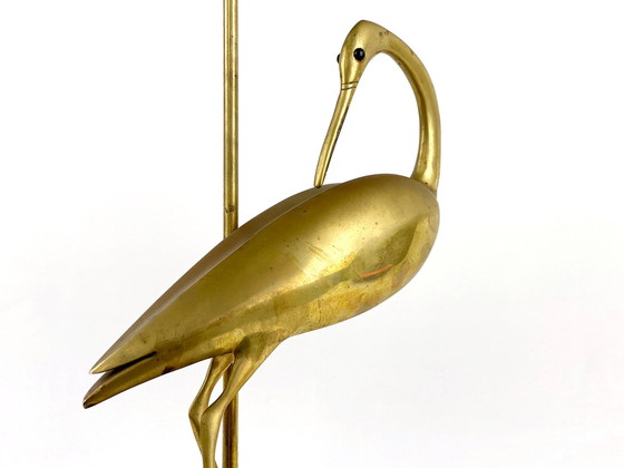 Image 1 of Lampe de table / pied de lampe Hollywood Regency en laiton avec oiseau grue