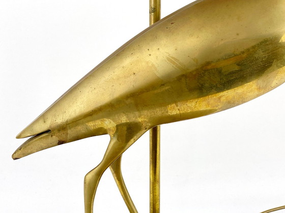 Image 1 of Hollywood Regency brass crane bird table lamp / lamp base