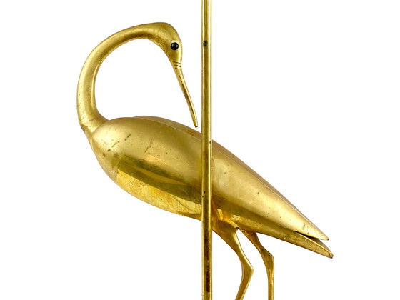 Image 1 of Hollywood Regency brass crane bird table lamp / lamp base