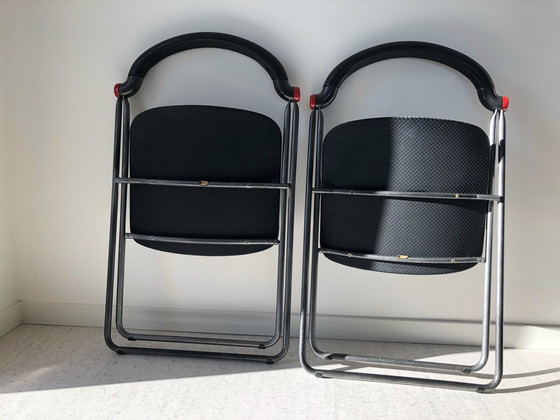 Image 1 of 2x Padua folding chairs with 'red ears'