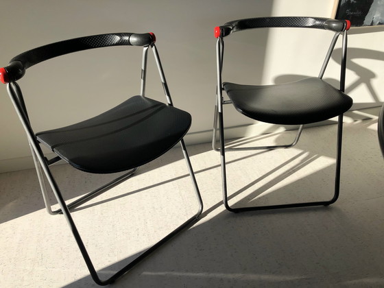 Image 1 of 2x Padua folding chairs with 'red ears'