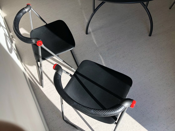 Image 1 of 2x Padua folding chairs with 'red ears'