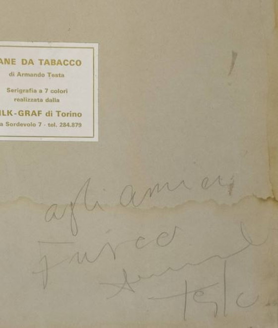 Image 1 of Sérigraphie d'Armando Testa "Cane da Tabacco" (canne à tabac)