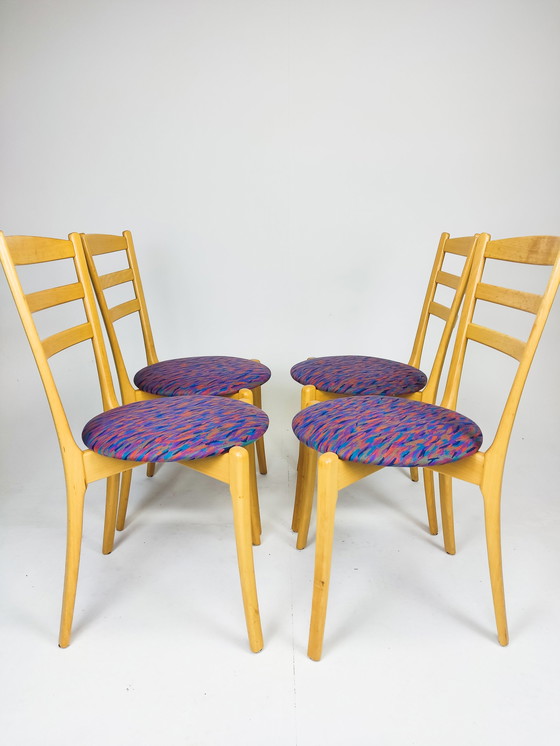 Image 1 of 4 sedie da pranzo in legno dal design vintage danese