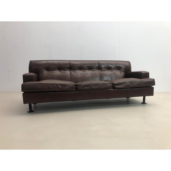 Image 1 of Mid-century brown leather square sofa by Marco Zanuso for Arflex, 1960s