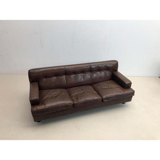 Image 1 of Mid-century brown leather square sofa by Marco Zanuso for Arflex, 1960s