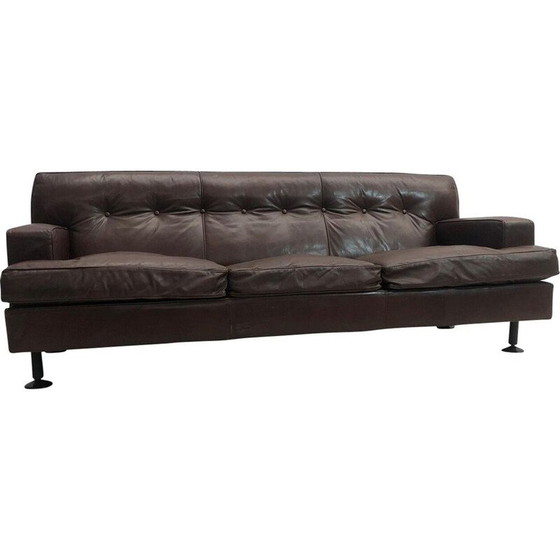 Image 1 of Mid-century brown leather square sofa by Marco Zanuso for Arflex, 1960s