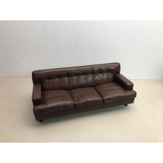 Image 1 of Mid-century brown leather square sofa by Marco Zanuso for Arflex, 1960s