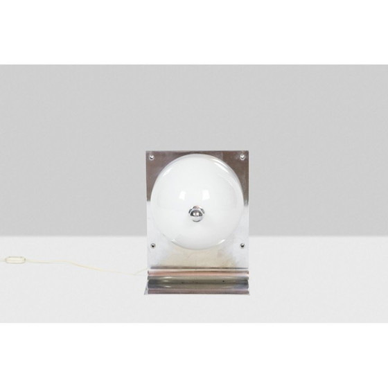 Image 1 of Lampada da tavolo vintage in metallo lucido e opalino, 1970