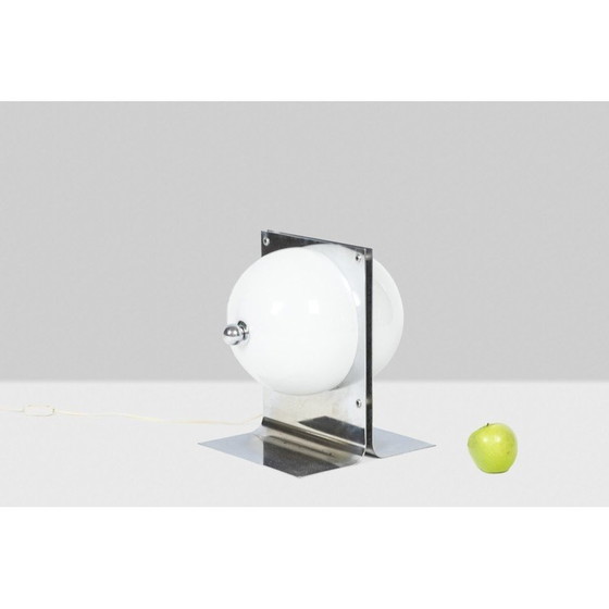 Image 1 of Lampada da tavolo vintage in metallo lucido e opalino, 1970