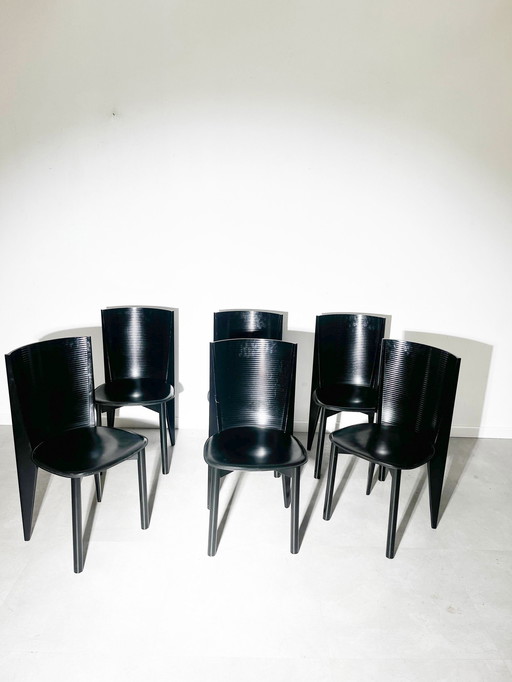 Set of 6 postmodern design chairs by Calligaris