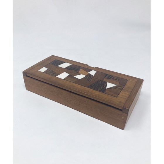 Image 1 of Scatola d'epoca con intarsi in legno e osso, 1950