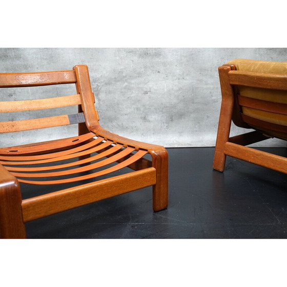Image 1 of Coppia di poltrone vintage in teak e pelle cognac, 1960