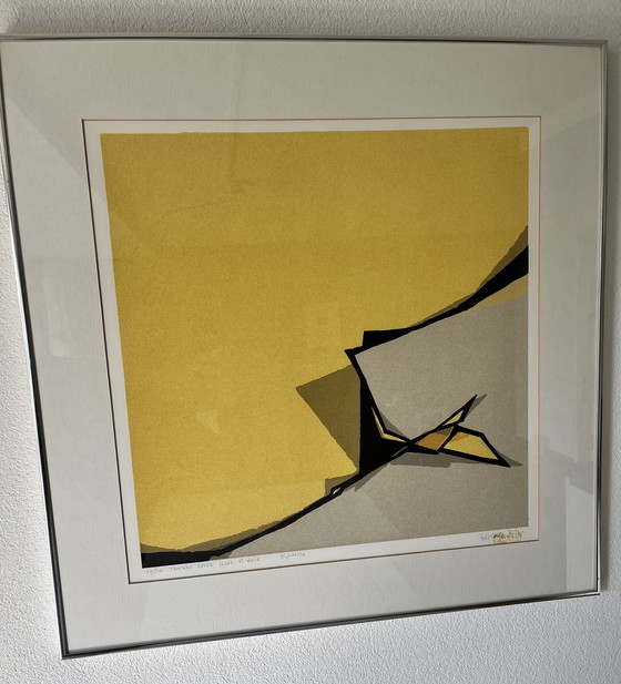 Image 1 of Screenprint Tension Entre Jaune Et Noir By Fon Klement