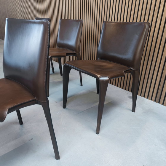 Image 1 of Cassina Cab Chair In Brown Leather 6 Pieces