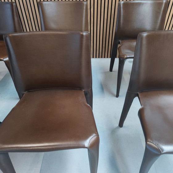 Image 1 of Cassina Cab Chair In Brown Leather 6 Pieces