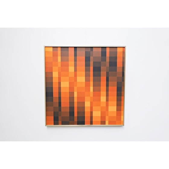 Image 1 of Oil on canvas vintage "Geometric composition with brown tones" by Georges Vaxelaire, 1975