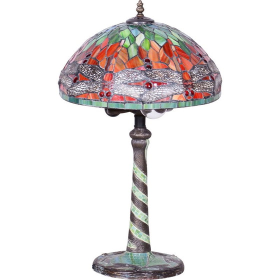 Image 1 of Vintage Art Deco table lamp in bronze and glass, France 1970