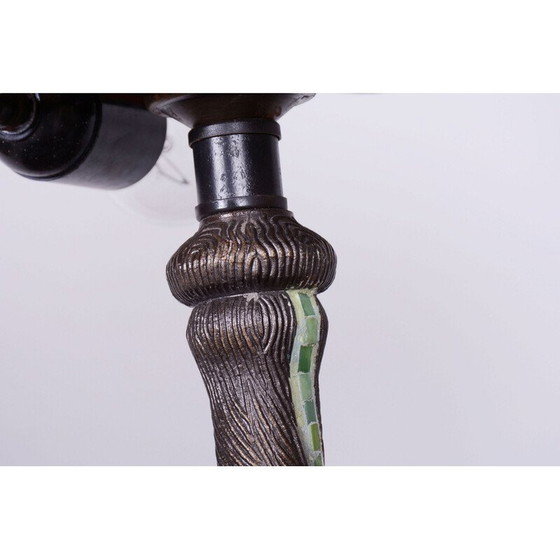 Image 1 of Vintage Art Deco table lamp in bronze and glass, France 1970