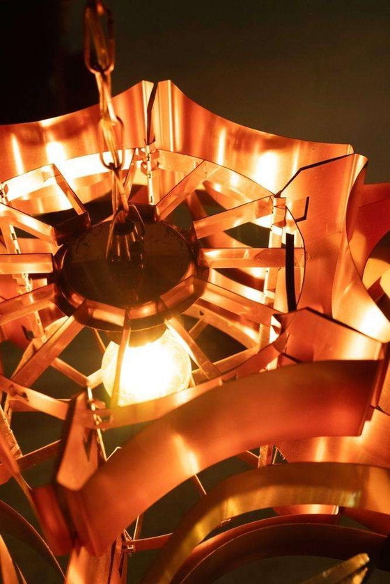 Image 1 of Space age copper pendant lamp Werner Schou design pendant