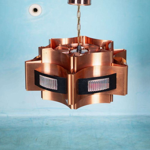 Space age copper pendant lamp Werner Schou design pendant