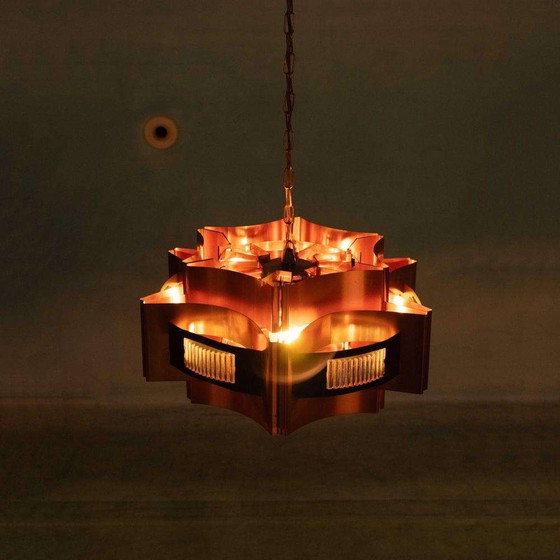 Image 1 of Space age copper pendant lamp Werner Schou design pendant