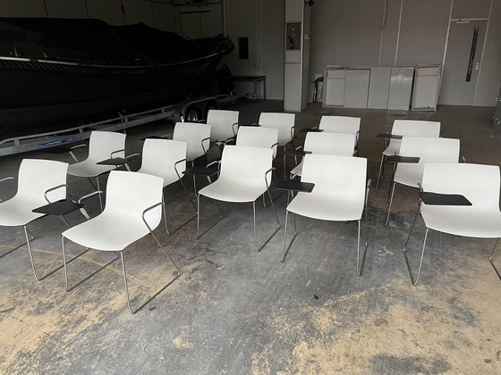 Image 1 of 16 Chairs Arper Catifa 46 With Cantilever Base And Writing Table + 3 Mobile Pedestals