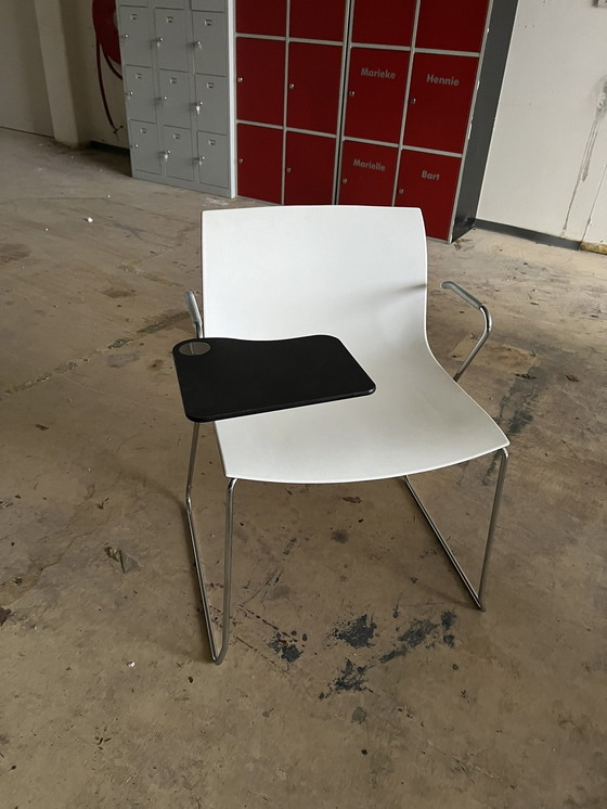 Image 1 of 16 Chairs Arper Catifa 46 With Cantilever Base And Writing Table + 3 Mobile Pedestals